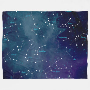 Sky Map Constellations Astronomy Fleece Blanket