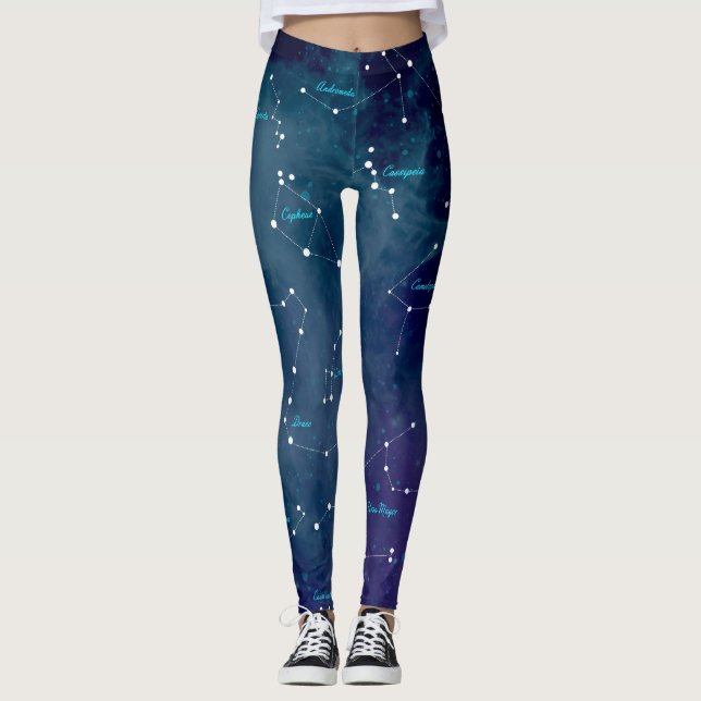 Sky Map Constellations Astronomy Leggings (Front)