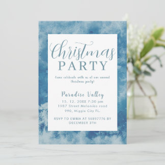 Sky Modern Dusty Blue Snowflake  Invitation