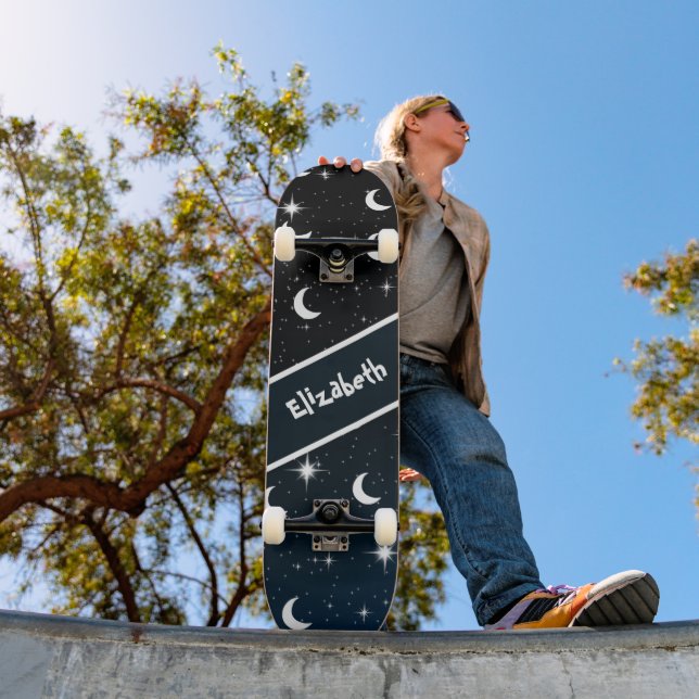Sky Moons Star Pattern Cool Skateboard Deck  (Outdoor 1)