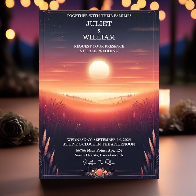 Sky Night Sunset Stars Moon Cloud Twilight Wedding Invitation (Creator Uploaded)
