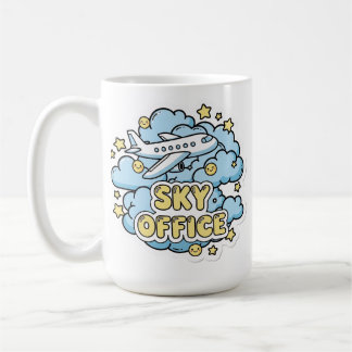 Sky Office - Cute Airplane and Clouds Cartoon Coffee Mug