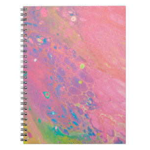 Sky on Venus Coral Pink Galaxy Acrylic Pour Notebook
