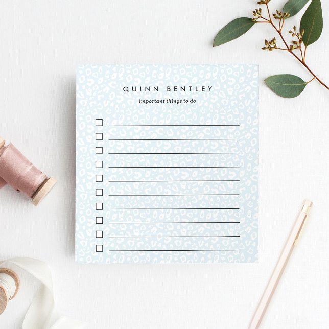 Sky | Pastel Leopard Print Personalized Notepad (Creator Uploaded)
