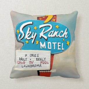 Sky Ranch Motel Sign Throw Pillow