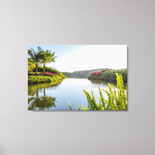 Sky Reflected In Still Tropical Lake Canvas Print