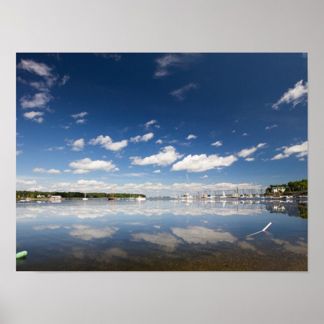 Sky Reflection at the Harbour of Belfast, Maine Poster (Front)