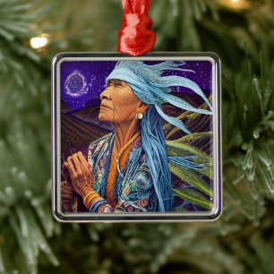 Sky Road Walker Native American Fantasy Art Metal Ornament