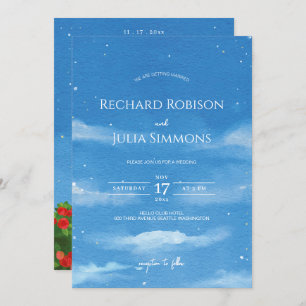 SKY Save The Date Invitation /Watercolor Sky Cloud