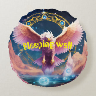 "Sky Soarer: Majestic Flying Eagle Pillow" Round Pillow