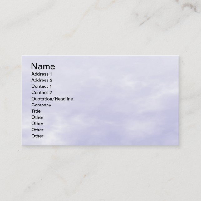 Sky Texture - Purple Blue Business Card (Front)