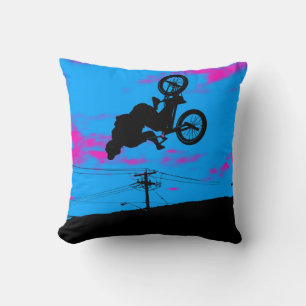 Sky Trekking - BMX Rider Throw Pillow