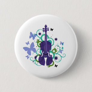 Sky Violin Design 2 Inch Round Button
