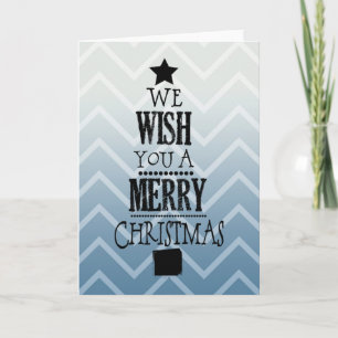 Sky White Chevron Holiday Card