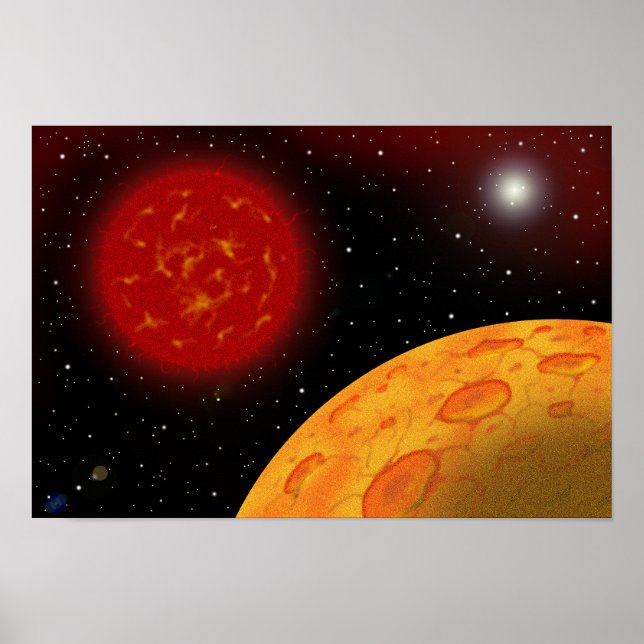 Sky with a red dwarf star floating in it. poster (Front)