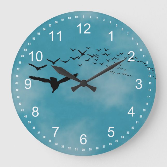Sky with Birds Large Clock (Front)