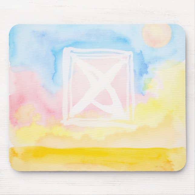 Sky with bright field and shapes mouse pad (Front)