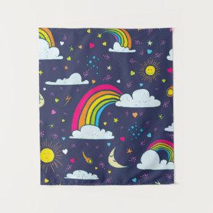 Sky with Sun and Rainbows Tapestry