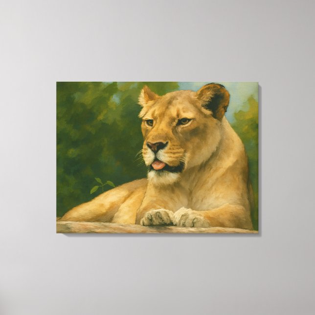 Skybound Grace – Lioness on the Ledge Canvas Print (Front)
