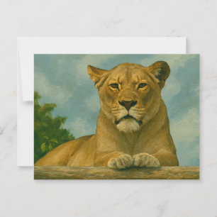 Skybound Grace – Lioness on the Ledge Postcard
