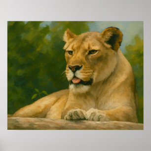 Skybound Grace – Lioness on the Ledge Poster