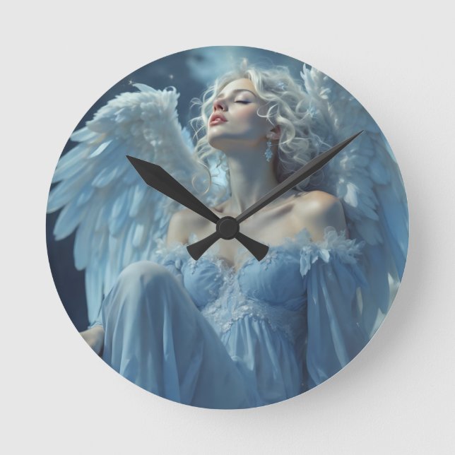 Skybound Silence: Angel of the Midnight Veil Round Clock (Front)