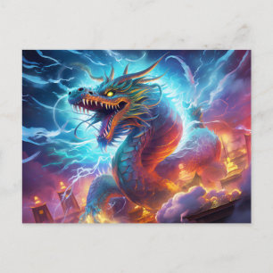 Skybreaker – Chinese Airbrush Dragon over City in Postcard