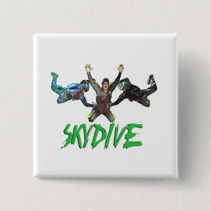 Skydive - Green Text 2 Inch Square Button