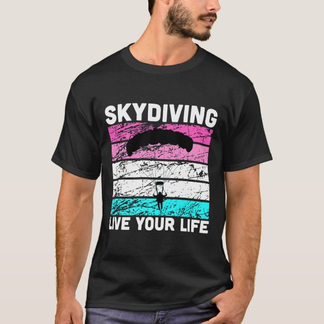 Skydive In Retro Colours Tee For Skydiving Instruc (Front)