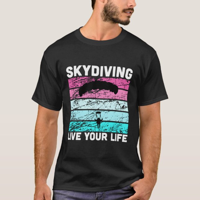 Skydive Tshirt In Retro Colours Tee For Skydiving  (Front)