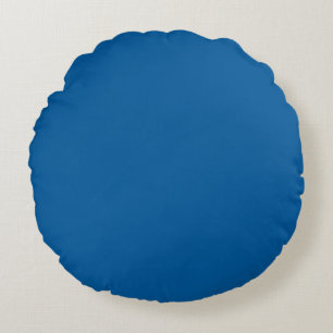 Skydiver Blue, Solid Colour Royal Blue Round Pillow