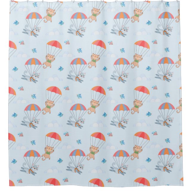 Skydiver Cat Seamless Pattern (Front)
