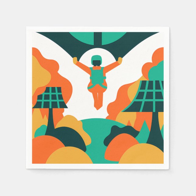 Skydiver Descending Over Solar Powered Landscape Napkin (Front)