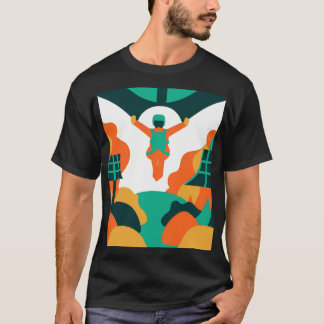 Skydiver Descending Over Solar Powered Landscape T-Shirt