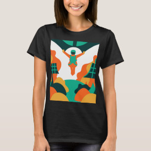 Skydiver Descending Over Solar Powered Landscape T-Shirt