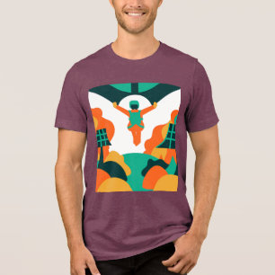 Skydiver Descending Over Solar Powered Landscape Tri-Blend Shirt