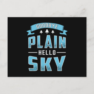 Skydiver Goodbye Plain Hello Sky Vintage Retro Postcard