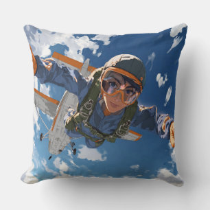 Skydiver in Midair Descent Throw Pillow