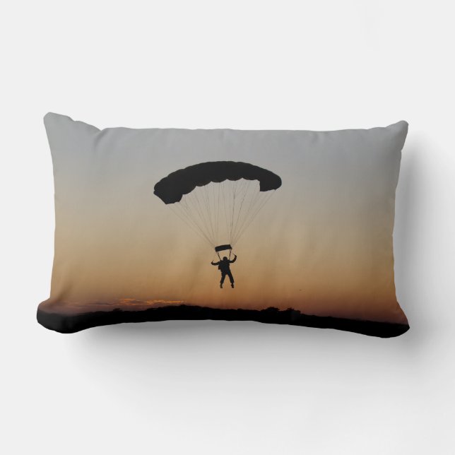 Skydiver Parachute at Sunset Sky Diver Lumbar Pillow (Front)