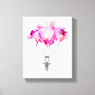 Skydiver Parachute Skydiving Parachuting Art Gift Canvas Print