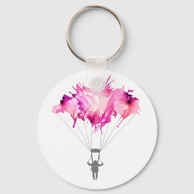 Skydiver Parachute Skydiving Parachuting Art Gift Keychain (Front)