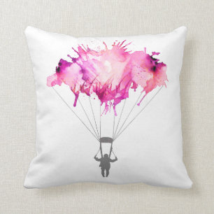 Skydiver Parachute Skydiving Parachuting Art Gift Throw Pillow