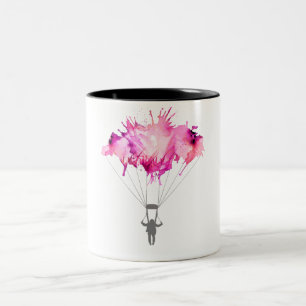 Skydiver Parachute Skydiving Parachuting Art Gift Two-Tone Coffee Mug