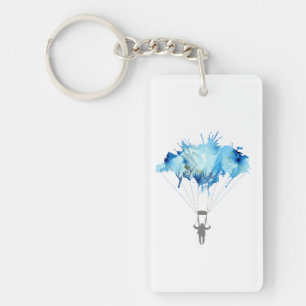 Skydiver, Parachute. Skydiving Sport. Parachuting Keychain