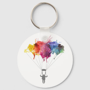 Skydiver, Parachute. Skydiving Sport. Parachuting Keychain