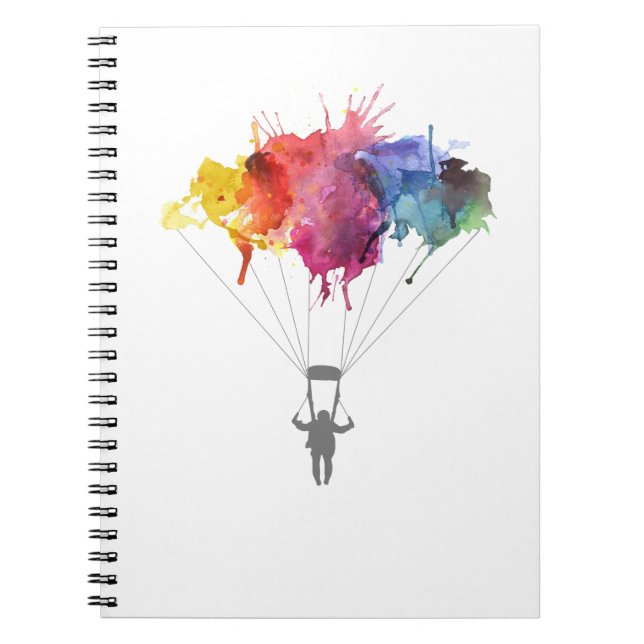 Skydiver, Parachute. Skydiving Sport. Parachuting Notebook (Front)