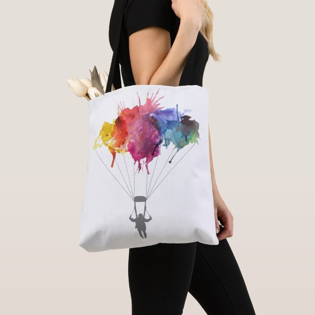 Skydiver, Parachute. Skydiving Sport. Parachuting Tote Bag (Close Up)