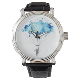 Skydiver, Parachute. Skydiving Sport. Parachuting Watch