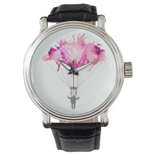 Skydiver, Parachute. Skydiving Sport. Parachuting Watch