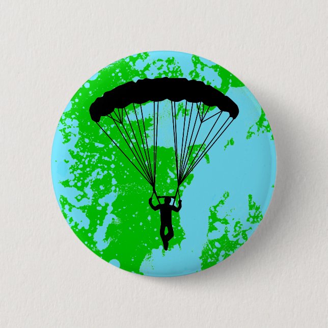 skydiver silhouette 2 inch round button (Front)
